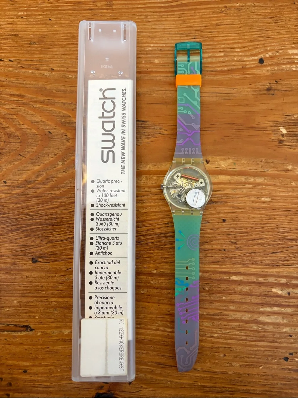 Swatch Multicolor Strap Watch - Blue Dial, Green & Orange Accents